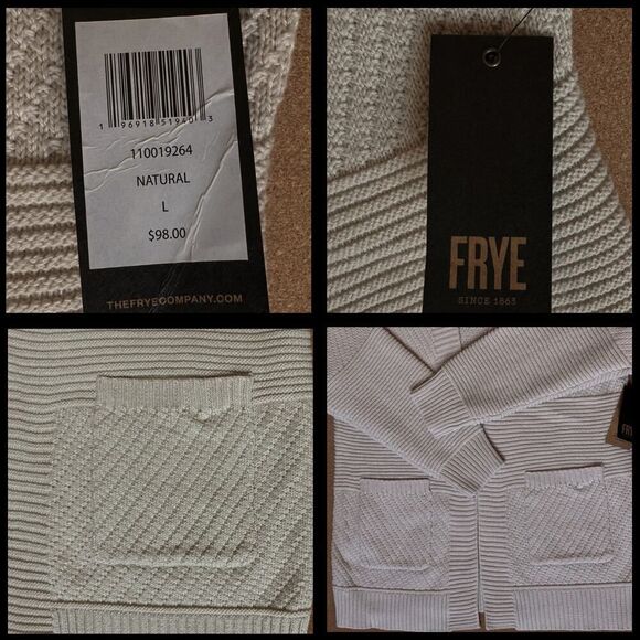 Frye Womens Open Cardigan Sweater‎ Textured Knit Natural Sz Large Tunic Boho NWT - Picture 11 of 11